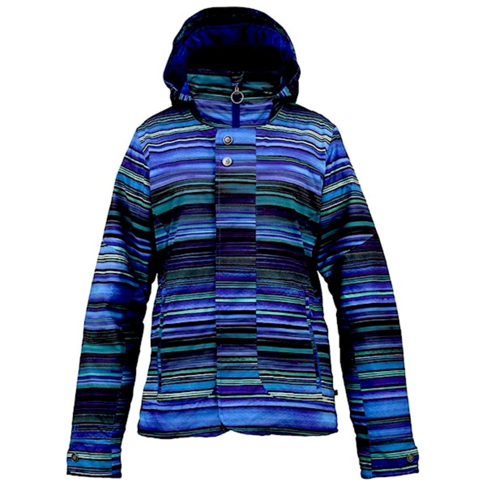 Burton Women's Striped Blue Teal Hooded Ski Jacket